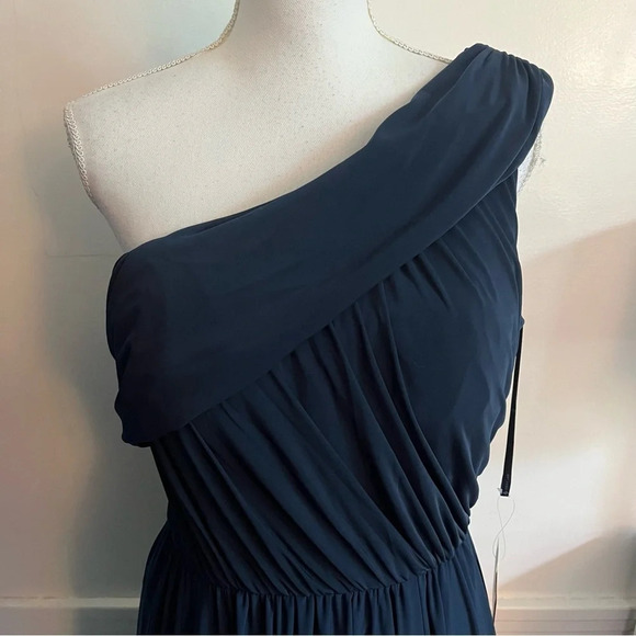 JY Jenny Yoo • NWT Midnight Blue Navy JY502 One Shoulder Bridesmaids Gown Dress - Picture 3 of 7